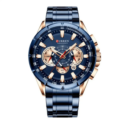 Reloj Curren 8363 Cronógrafo En Acero Para Hombre Azul