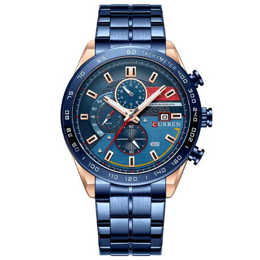 Reloj Curren 8410 Cronógrafo En Acero Casual Para Hombre Azul