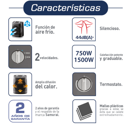 Calefactor Samurai 2 Velocidades Instant Comfort SO233010