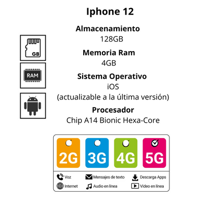 Celular Iphone 12 128GB Sim Fisica