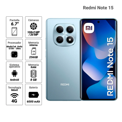Celular Xiaomi Redmi Note 15 256GB 8GB Azul