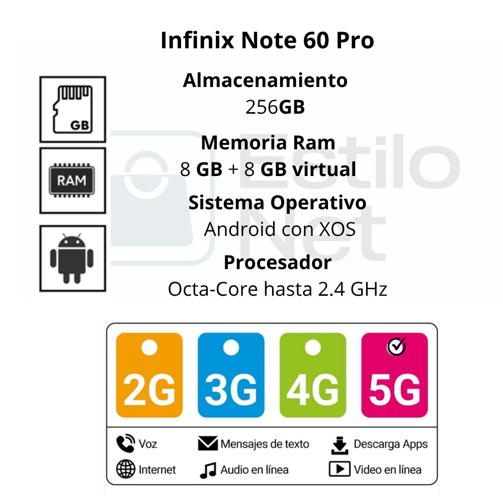 Celular Infinix Note 60 Pro 256GB 8+8RAM 5G Azul