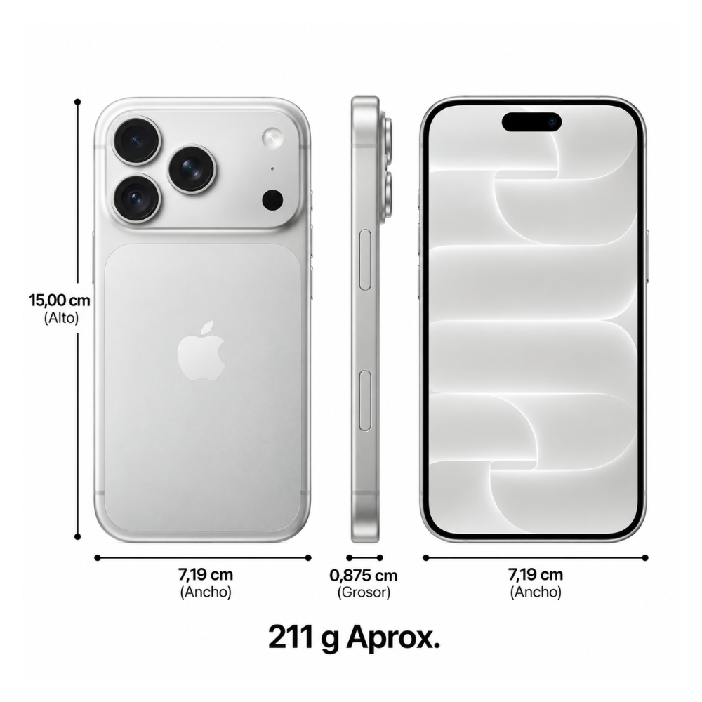 Celular iPhone 18 Pro 256GB E-SIM Blanco Plata