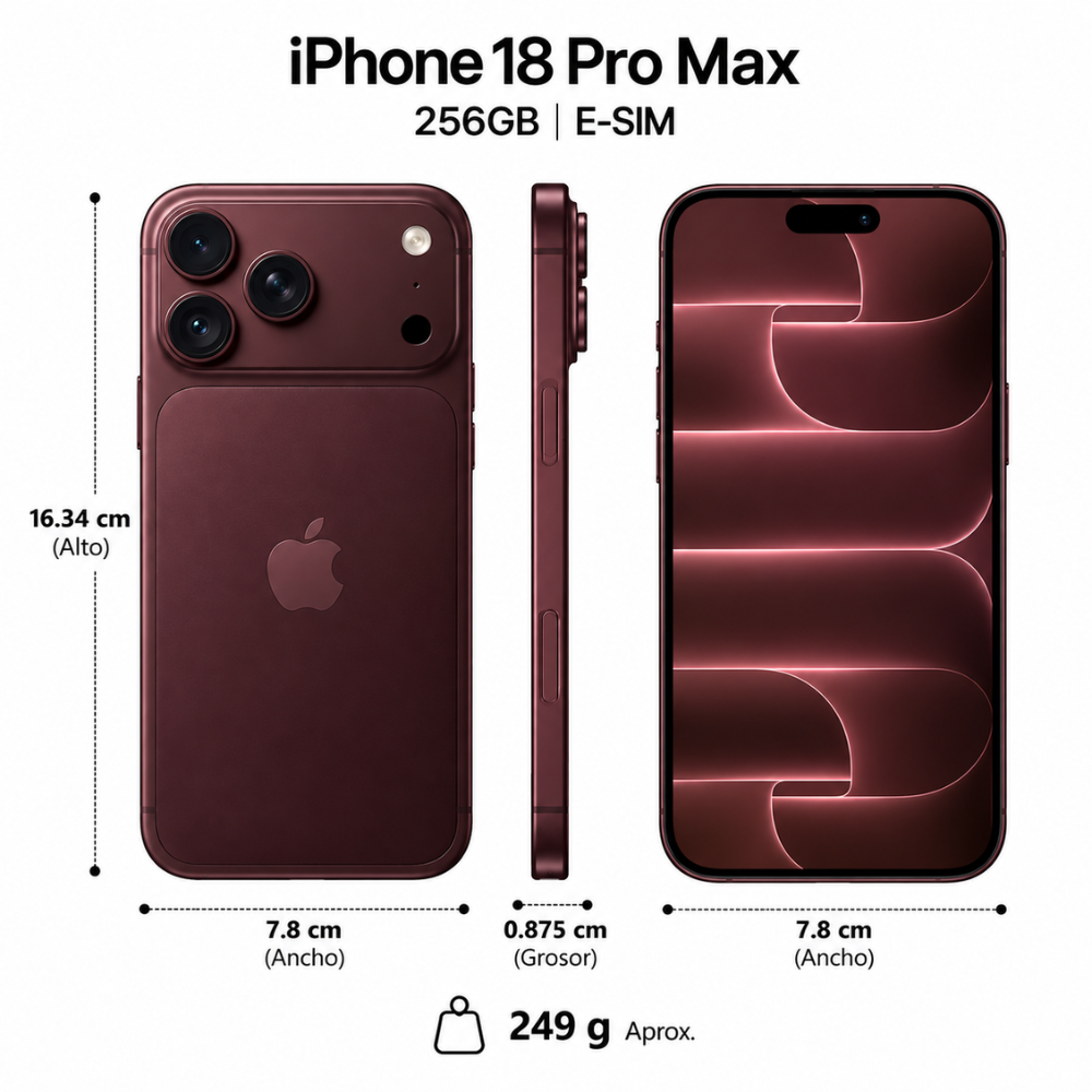 Celular iPhone 18 Pro Max 256GB E-SIM Borgoña