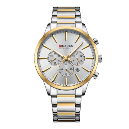 Reloj Curren 8435 Cronógrafo En Acero Para Hombre Plateado - Blanco