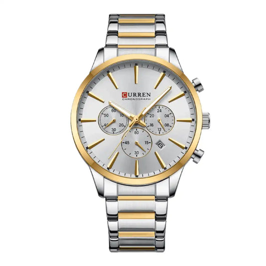 Reloj Curren 8435 Cronógrafo En Acero Para Hombre Plateado - Blanco