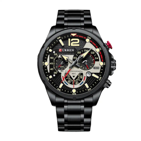 Reloj Curren 8395 Cronógrafo En Acero Para Hombre Negro - Plateado