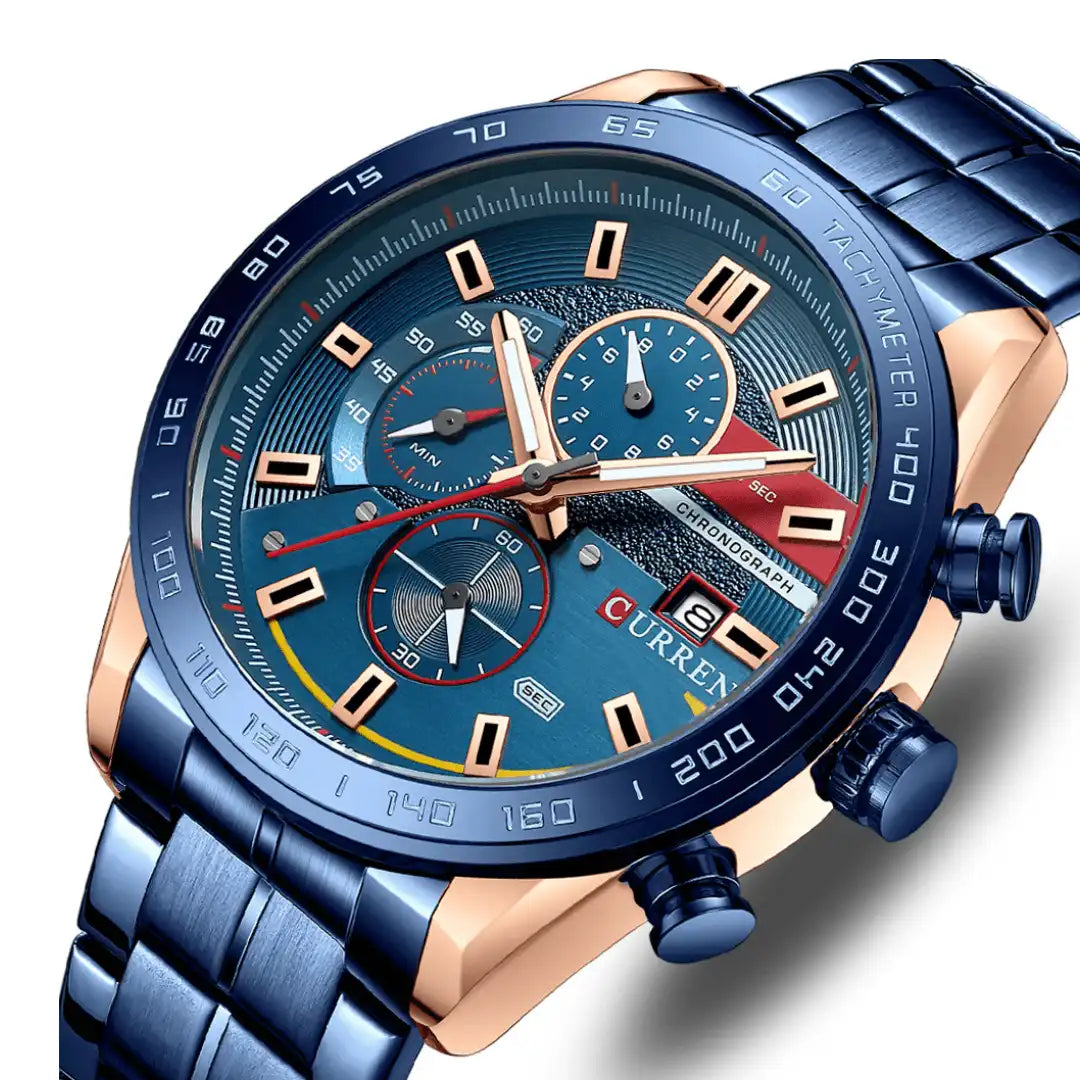 Reloj Curren 8410 Cronógrafo En Acero Casual Para Hombre Azul