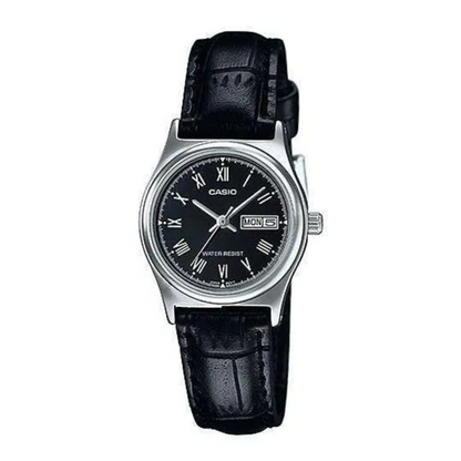 Reloj Casio ltp-v006l-1budf Original En Cuero Para Dama - Negro