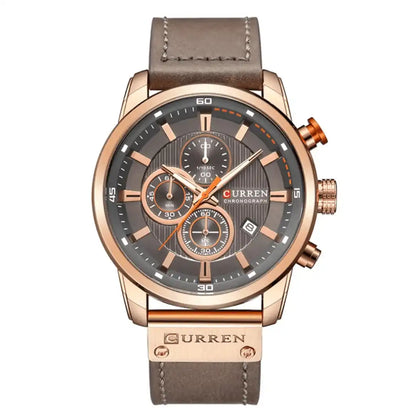 Reloj Curren 8291 Cronógrafo En Cuero Para Hombre Marron