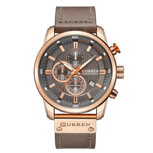 Reloj Curren 8291 Cronógrafo En Cuero Para Hombre Marron
