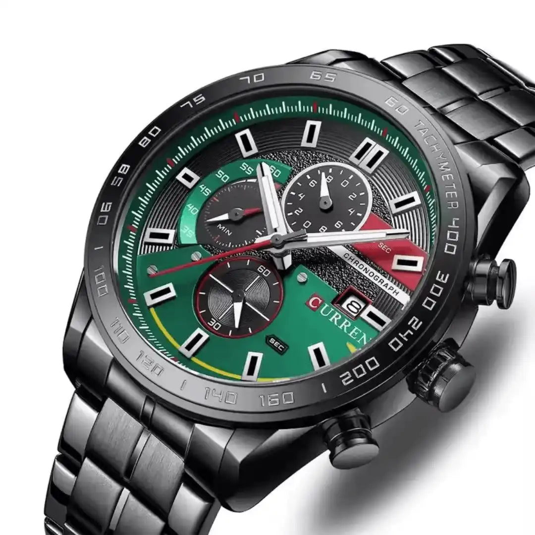 Reloj Curren 8410 Cronógrafo En Acero Para Hombre Negro