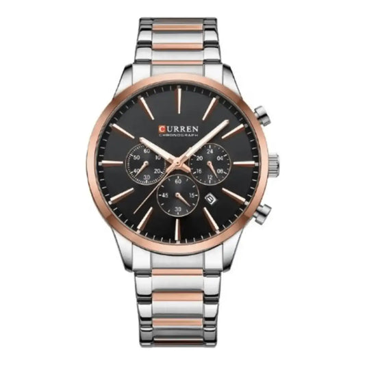 Reloj Curren 8435 Cronógrafo En Acero Para Hombre Plateado - Negro
