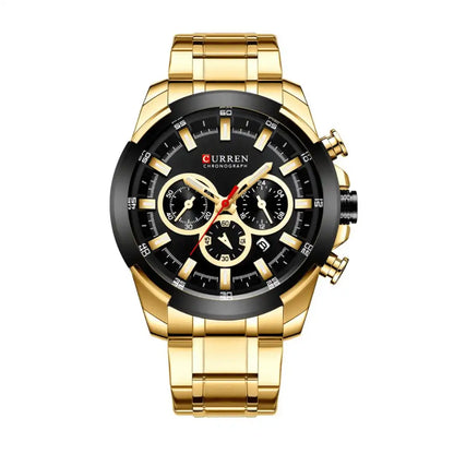 Reloj Curren 8361 Cronógrafo En Acero Para Hombre Dorado - Negro