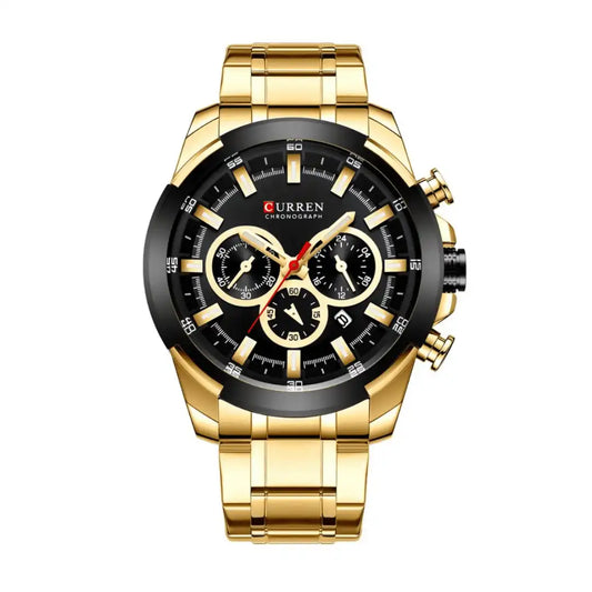 Reloj Curren 8361 Cronógrafo En Acero Para Hombre Dorado - Negro