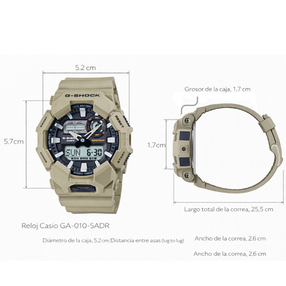Reloj Casio G-SHOCK Para Hombre Deportivo GA-010-5ADR Beige Capuccino
