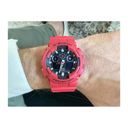 Reloj Casio G-SHOCK Para Hombre Deportivo GA-100B-4ADR Rojo Con Negro Doble Hora