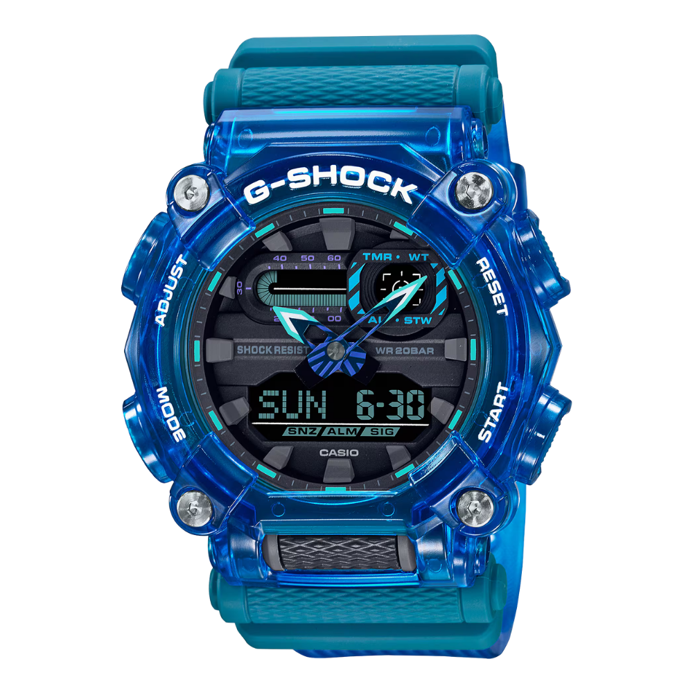 Reloj Casio G-SHOCK Para Hombre Deportivo GA-900SKL-2ADR Azul Doble Hora