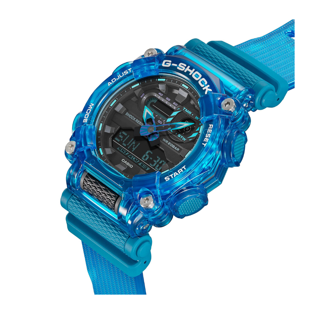 Reloj Casio G-SHOCK Para Hombre Deportivo GA-900SKL-2ADR Azul Doble Hora