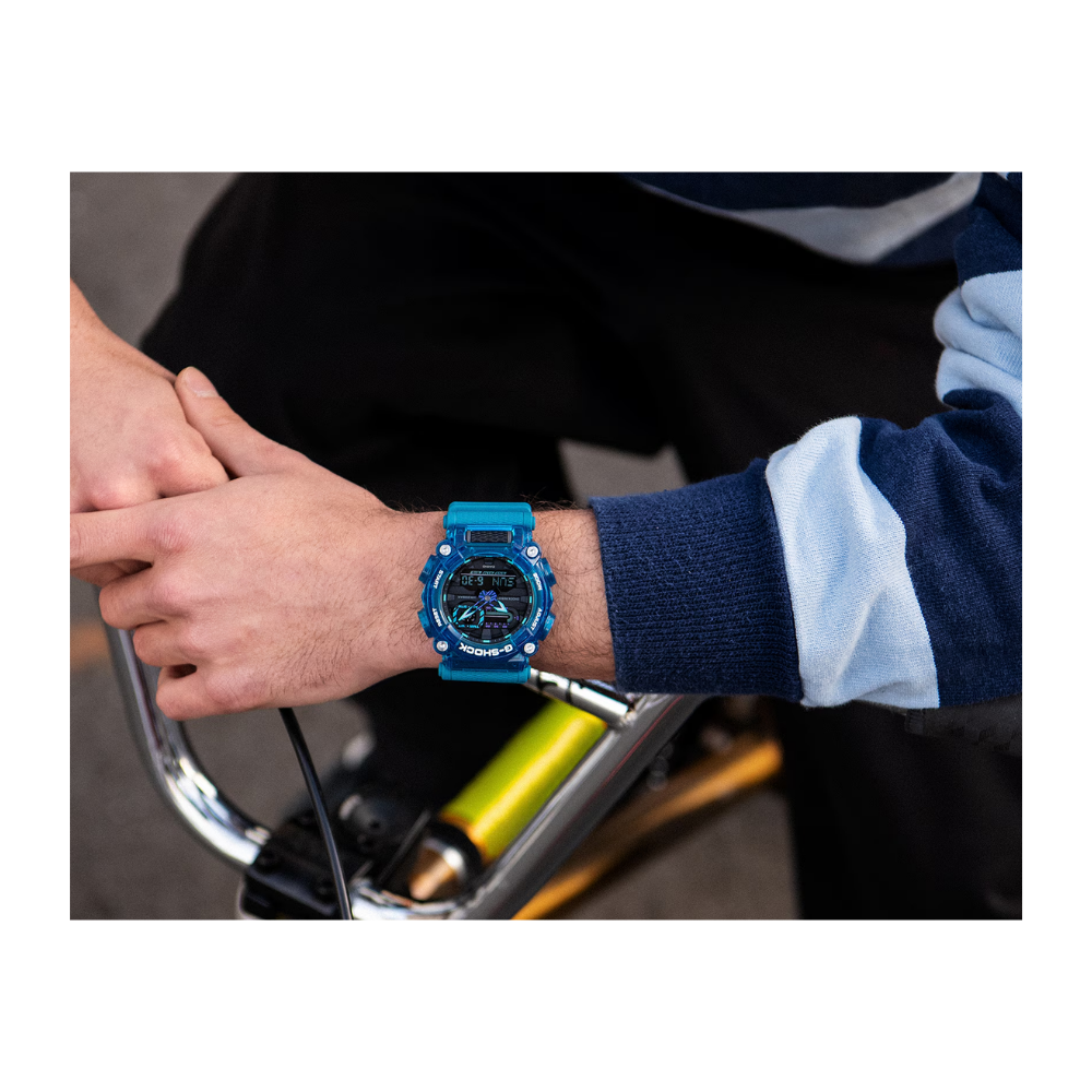 Reloj Casio G-SHOCK Para Hombre Deportivo GA-900SKL-2ADR Azul Doble Hora