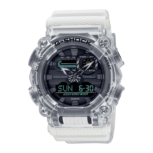 Reloj Casio G-SHOCK Para Hombre Deportivo GA-900SKL-7ADR Blanco Transparente Doble Hora