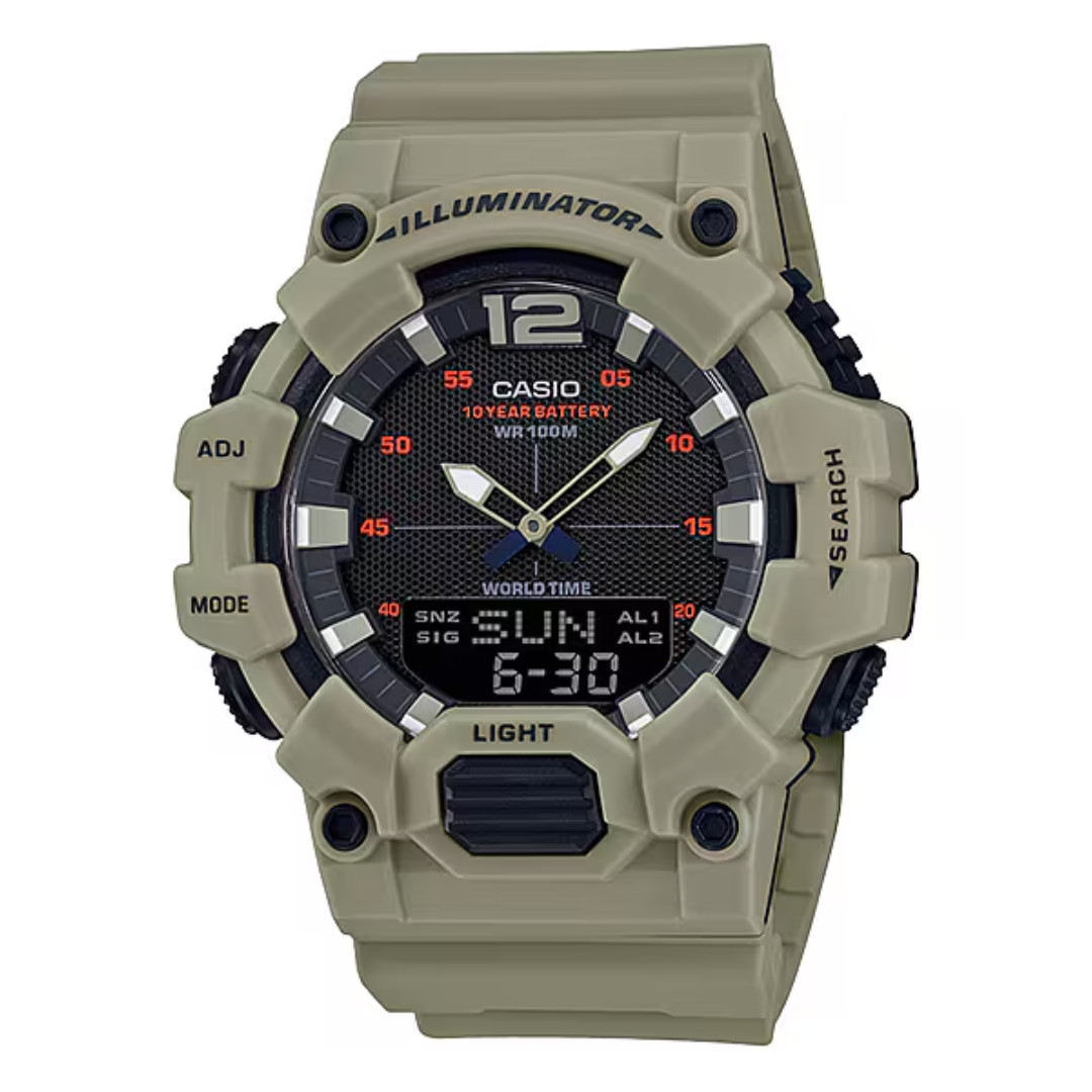 Reloj Casio Para Hombre Deportivo HDC-700-3A3 Verde Caqui Doble Hora