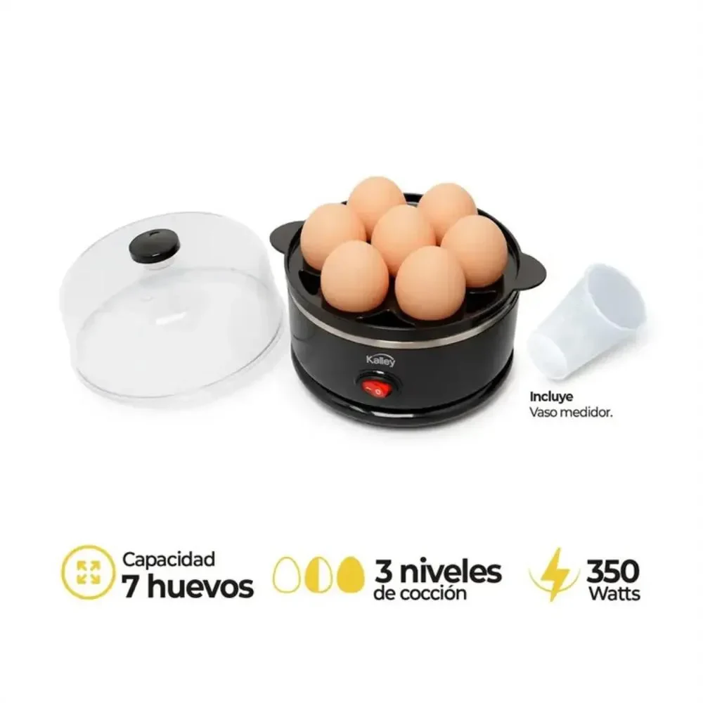 Hervidor Eléctrico de Huevos Kalley K-HHN Negro para 7 Huevos
