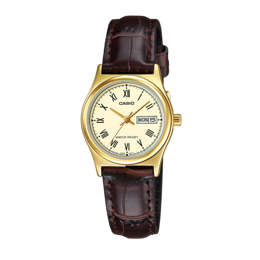 Reloj Casio Para Mujer Clasica LTP-V006GL-9BUDF Esfera Amarilla Numeros Romanos