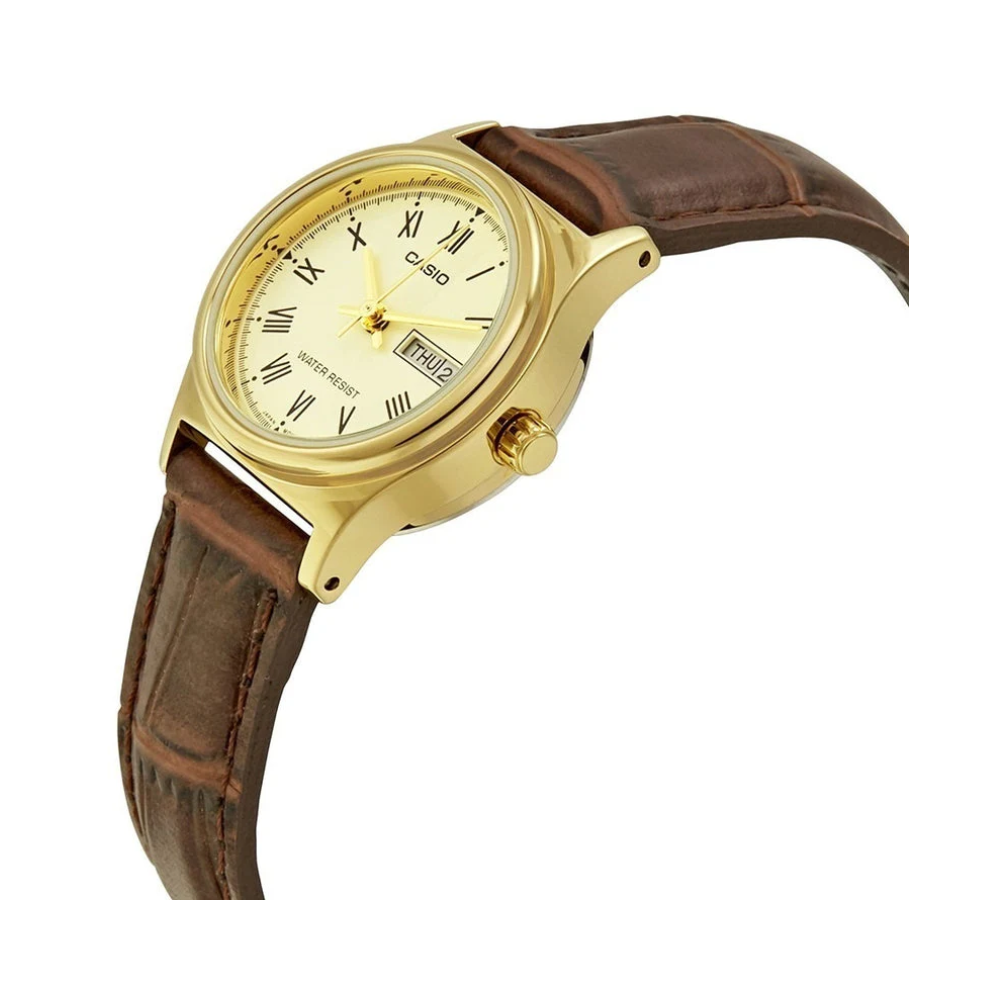 Reloj Casio Para Mujer Clasica LTP-V006GL-9BUDF Esfera Amarilla Numeros Romanos