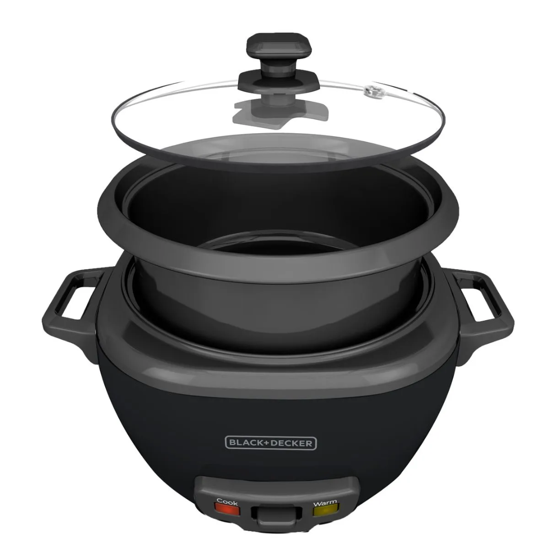 Olla Arrocera Black+Decker 14Tazas Tapa de Vidrio y Vaporera RC514B