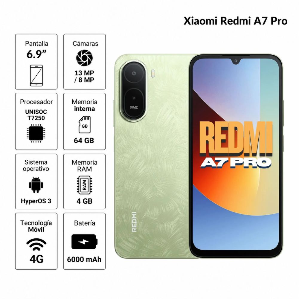Celular Xiaomi Redmi A7 PRO 4G 64GB 4RAM Verde