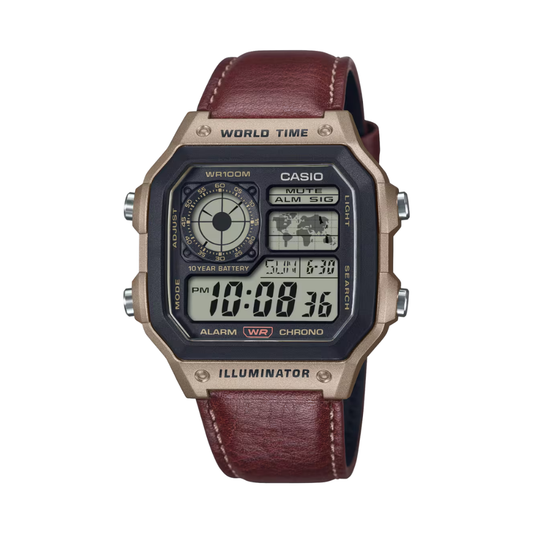 Reloj Casio AE-1200WHL-5AV En Cuero Para Hombre