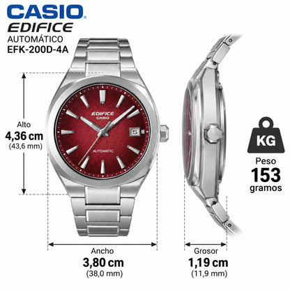 Reloj Casio Edifice Automático para Hombre en Acero EFK-200D-4A