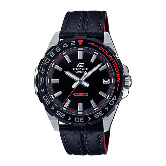 Reloj Casio Edifice Para Hombre Con Correa de Cuero Negro EFV-120BL-1A