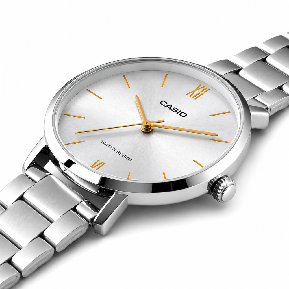 Reloj Casio LTP-VT01D-7B Elegante En Acero Para Mujer