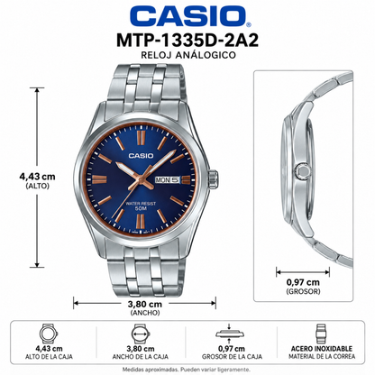 Reloj Casio MTP-1335D-2A2 en Acero para Hombre