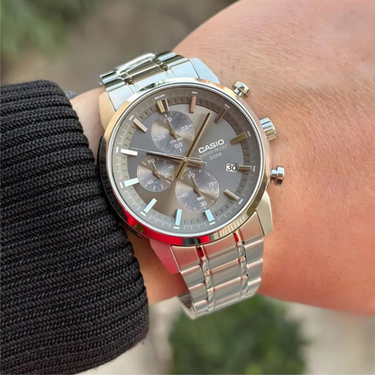 Reloj Casio MTP-E510D-8A En Acero Elegante Para Hombre