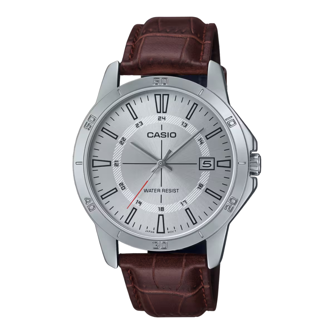 Reloj Casio Para Hombre En Cuero Casual MTP-V004L-7C Marrón