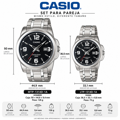 Reloj Casio Pareja 1314D-1A Casual en Acero