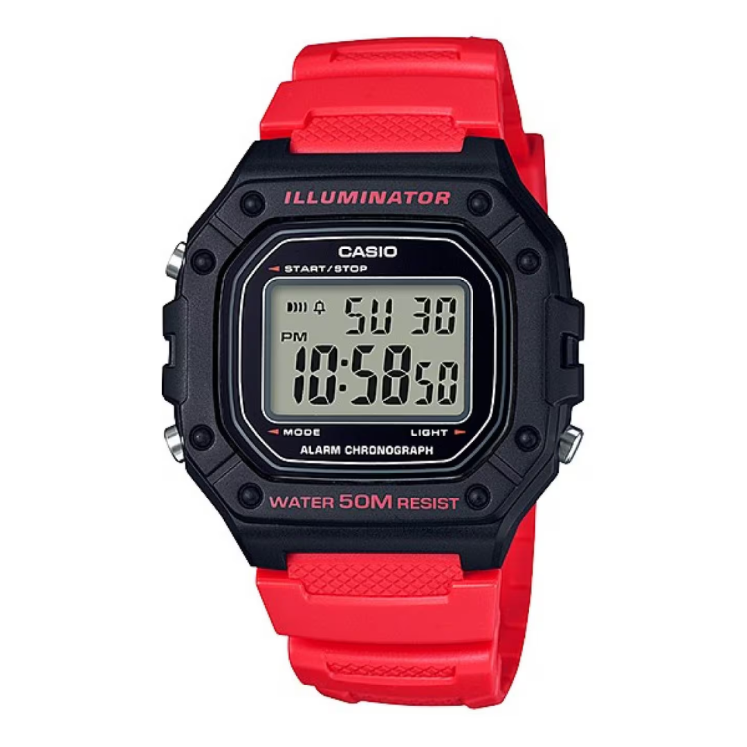Reloj Casio W-218H-4AVDF Original Digital Deportivo Hombre - Rojo