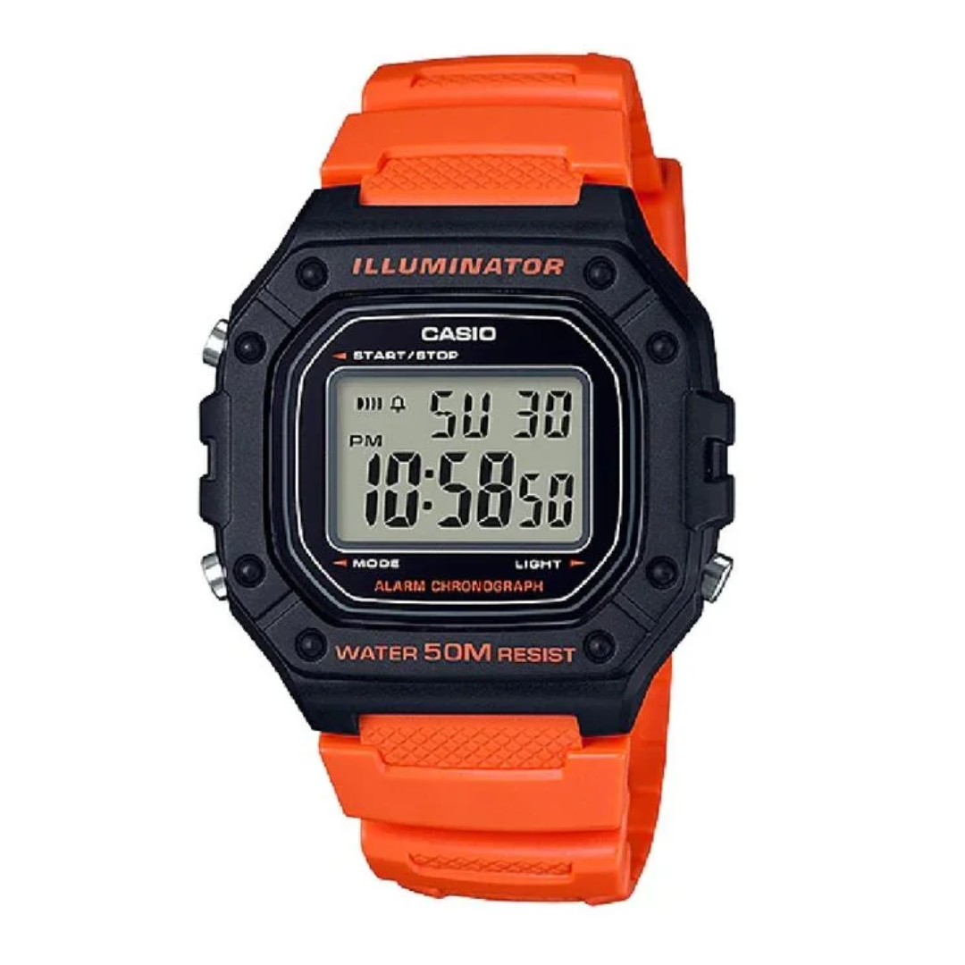 Reloj Casio W-218H-4B2 Deportivo Digital Naranja - Caballero