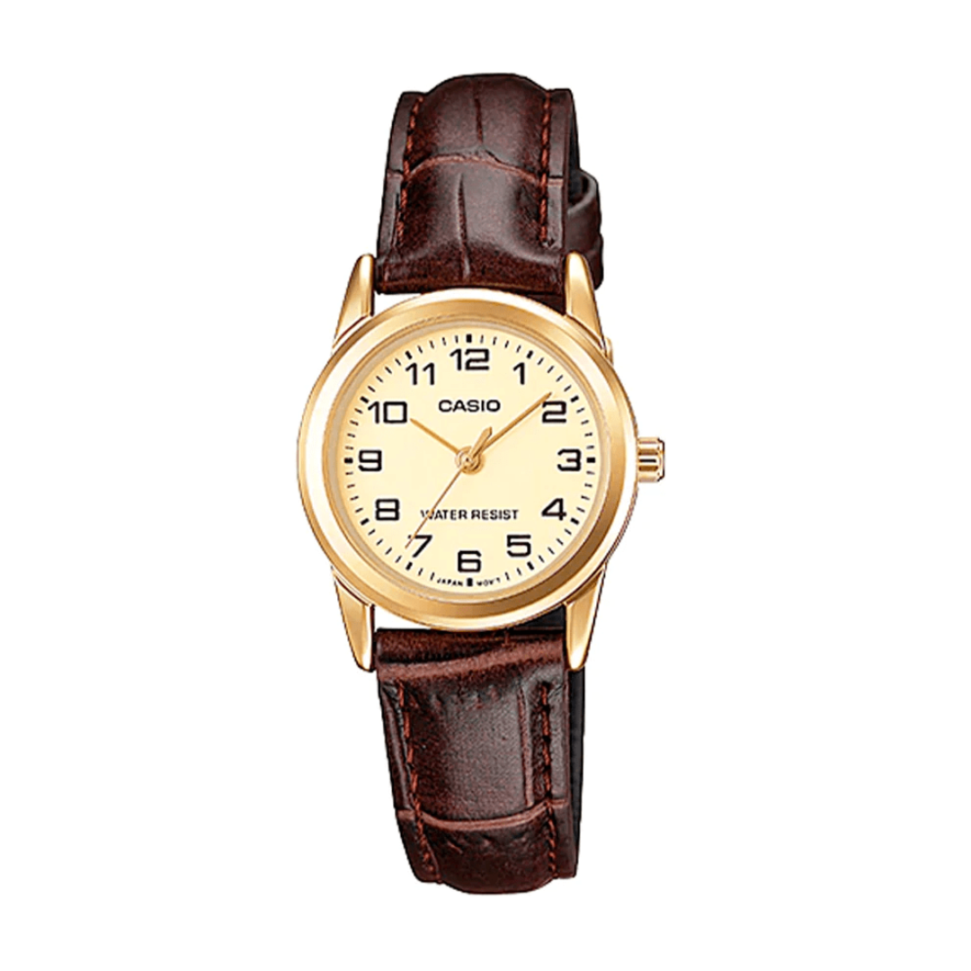 Reloj Casio ltp-v001gl-9budf Original En Cuero Dama - Análogo