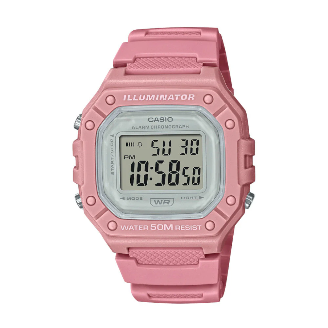 Reloj Casio w-218hc-4avdf Original En Resina Deportivo - Rosa