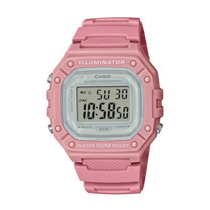 Reloj Casio w-218hc-4avdf Original En Resina Deportivo - Rosa