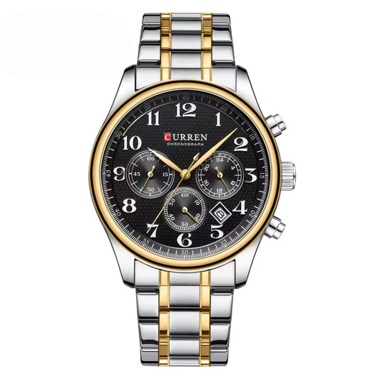 Reloj Curren 8466 Cronógrafo En Acero Para Hombre Plateado - Dorado