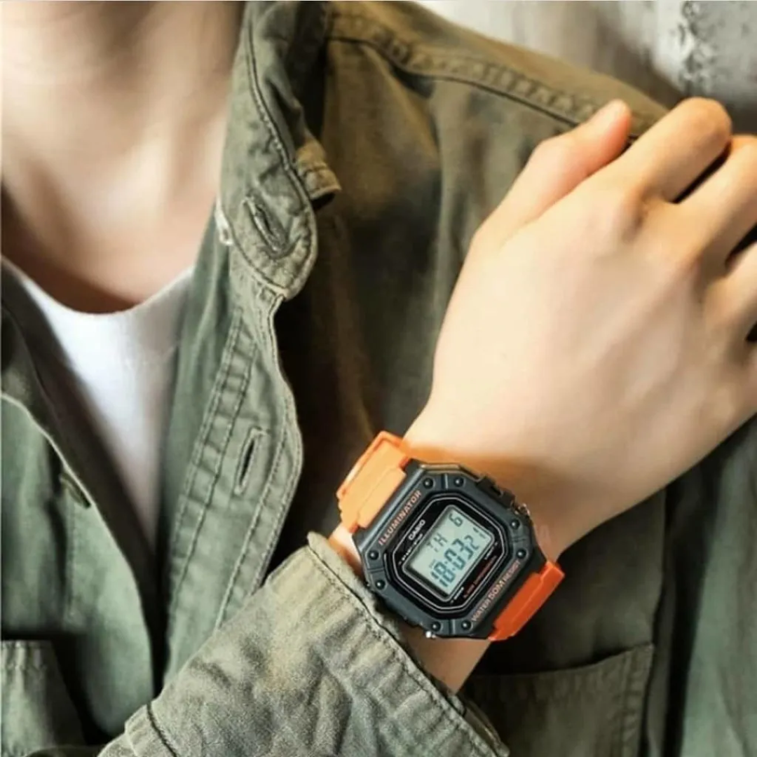 Reloj Casio W-218H-4B2 Deportivo Digital Naranja - Caballero