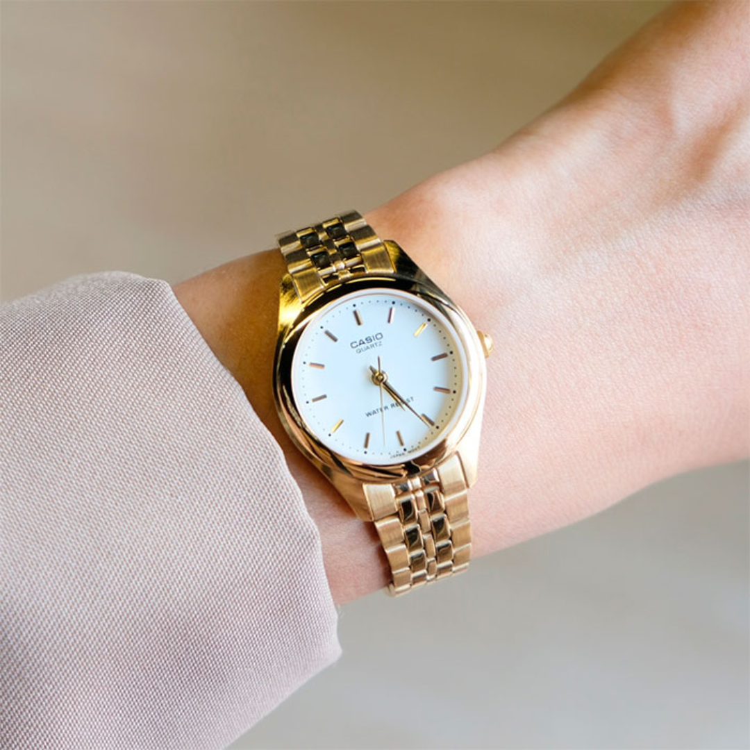 Reloj Casio ltp-1129n-7a Original En Acero Dorado Vintage - Dama
