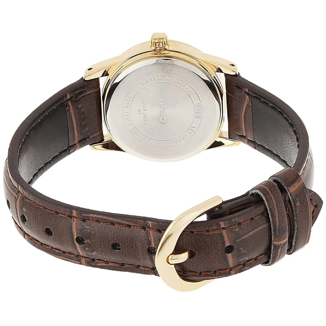 Reloj Casio ltp-v001gl-9budf Original En Cuero Dama - Análogo