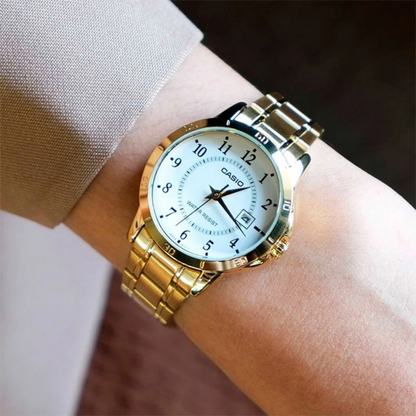 Reloj Casio ltp-v004g-7b Original Analógo Para Dama - Dorado