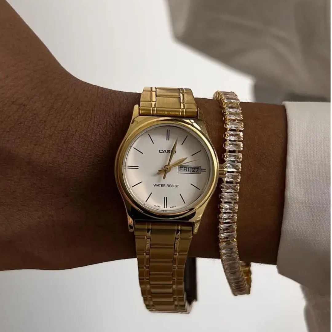 Reloj Casio ltp-v006g-7b En Acero Dama Original Elegante - Dorado